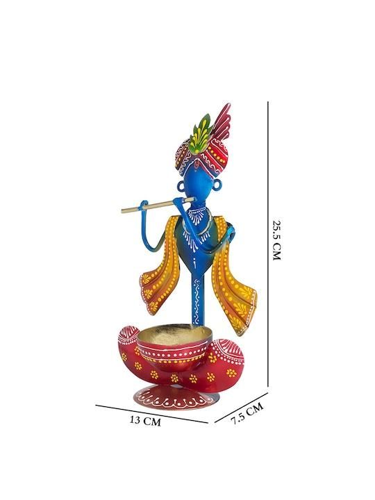 Blue & Red Krishna Idol for Home Mandir | Handcrafted Murti for Pooja & Decor