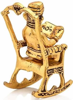 Ganesha on Rocking Chair Statue | Golden Idol Reading Ramayan