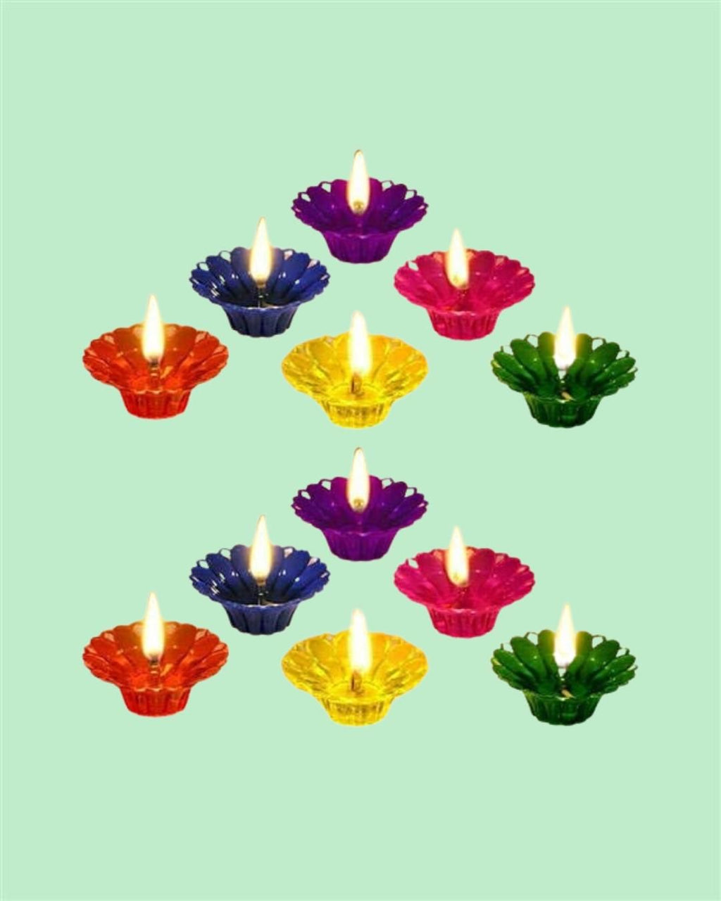 3D Reflection Shadow Diyas for Diwali | Decorative Flameless Lamps (Set of 12)