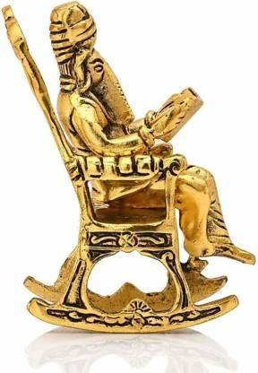 Ganesha on Rocking Chair Statue | Golden Idol Reading Ramayan