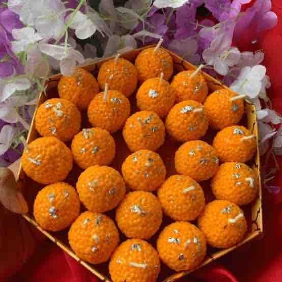 Laddoo Shape Candle Pack of 8