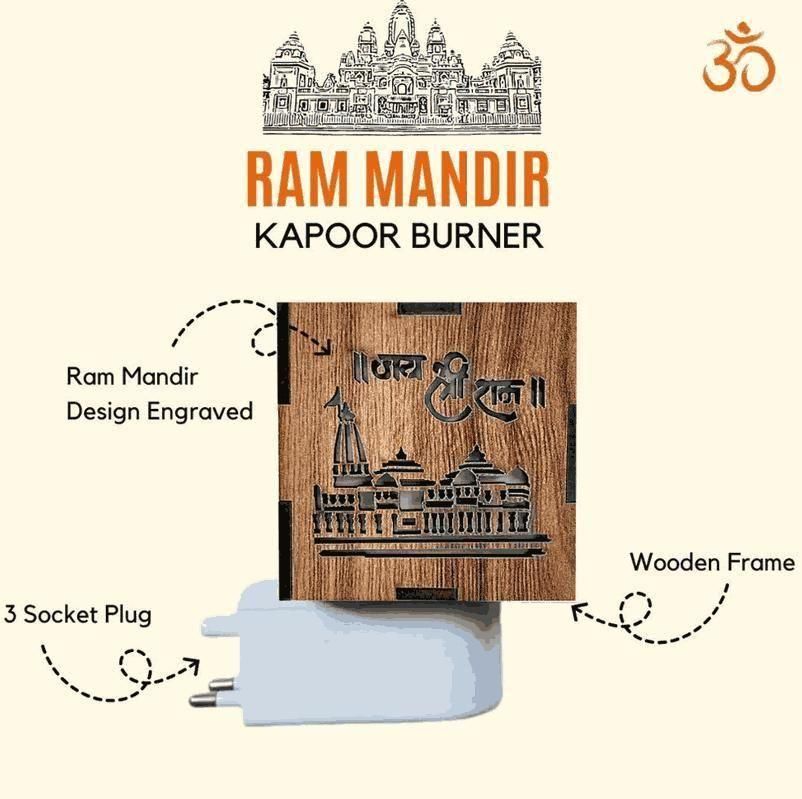 Ayodhya Ram Mandir 3-in-1 Lamp | Aroma Burner, Camphor Diffuser & LED Night Light