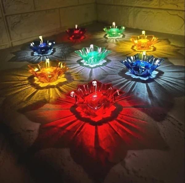 3D Shadow Projection Diya | Reusable Reflective Lamps for Diwali Decoration (Set of 4)